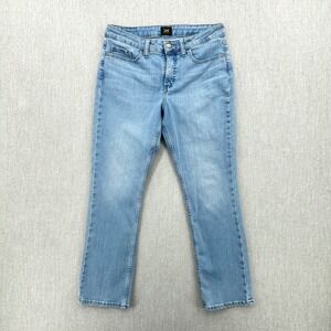 Lee Jeans Women's 12 Blue Light Wash Straight Leg Mid Rise Denim Pants Classic
